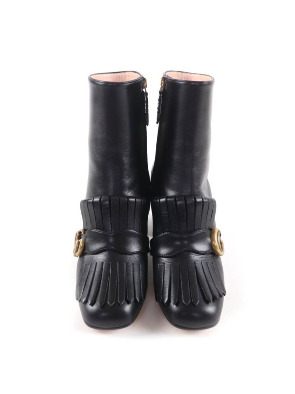 Gucci GG Marmont Tassel Side Zip Leather Short Boots Black Gold 38 Handbag - Picture 4 of 14